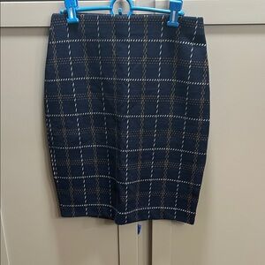 Ann Taylor Navy Plaid Pencil Skirt